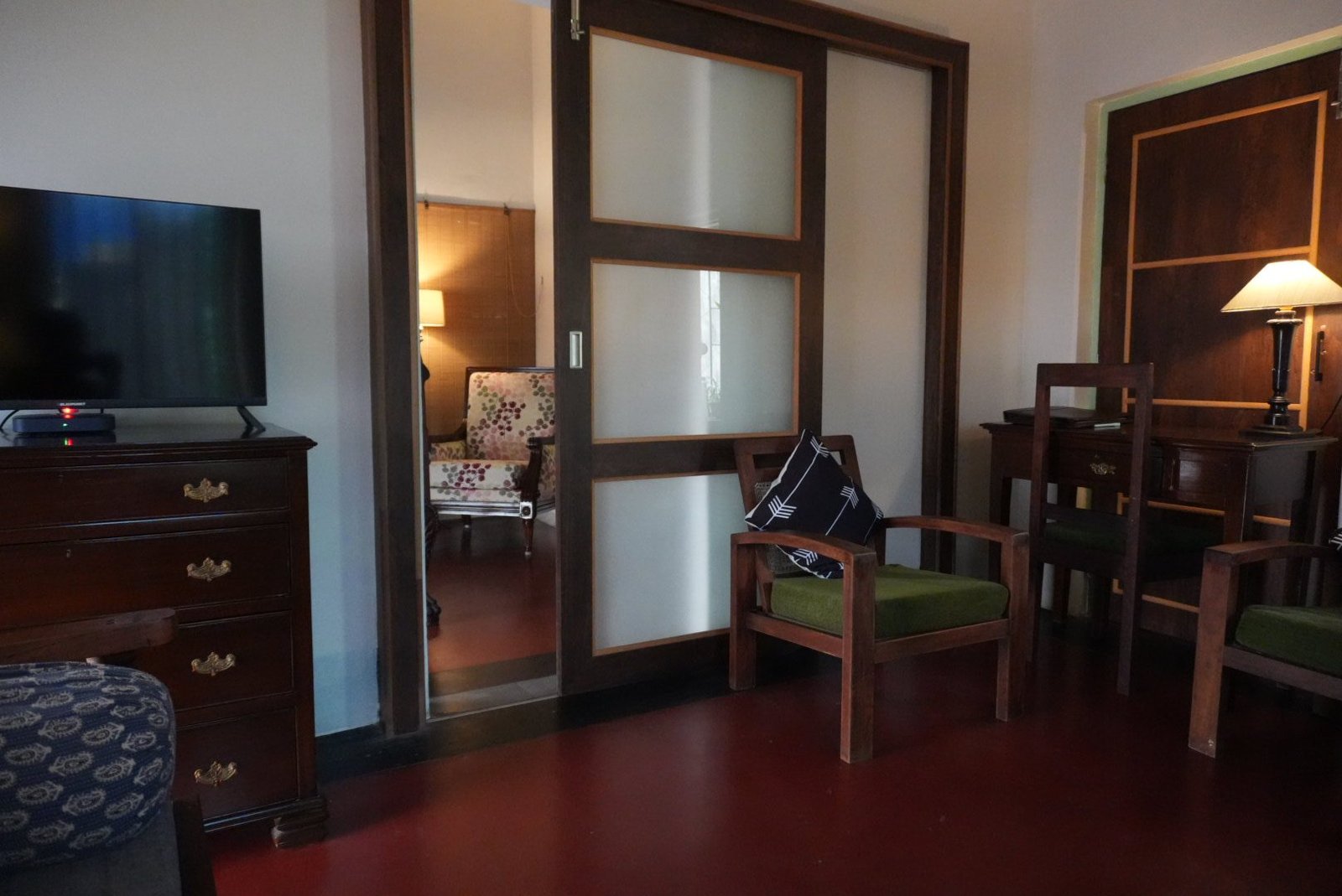 Twin at Central suite with old Calcutta wooden furniture